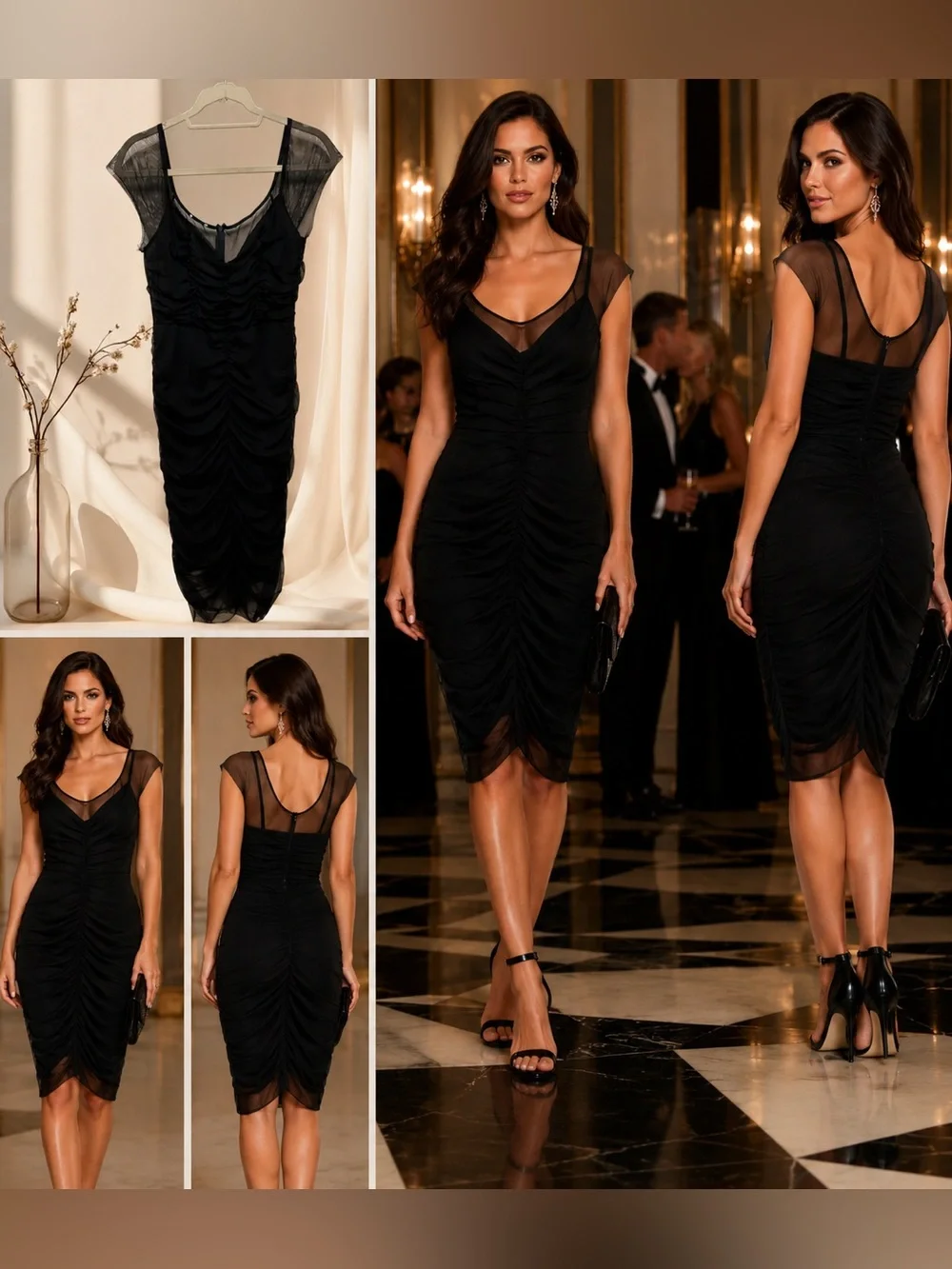BEBE Midi Bodycon Dress Cocktail Black Tie Large 10/12 - Picture 9 of 9